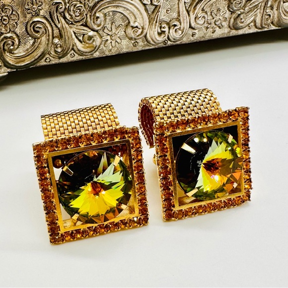 Mens Cufflinks 1960s RARE Heliotrope Austrian Crystal - Picture 15 of 15